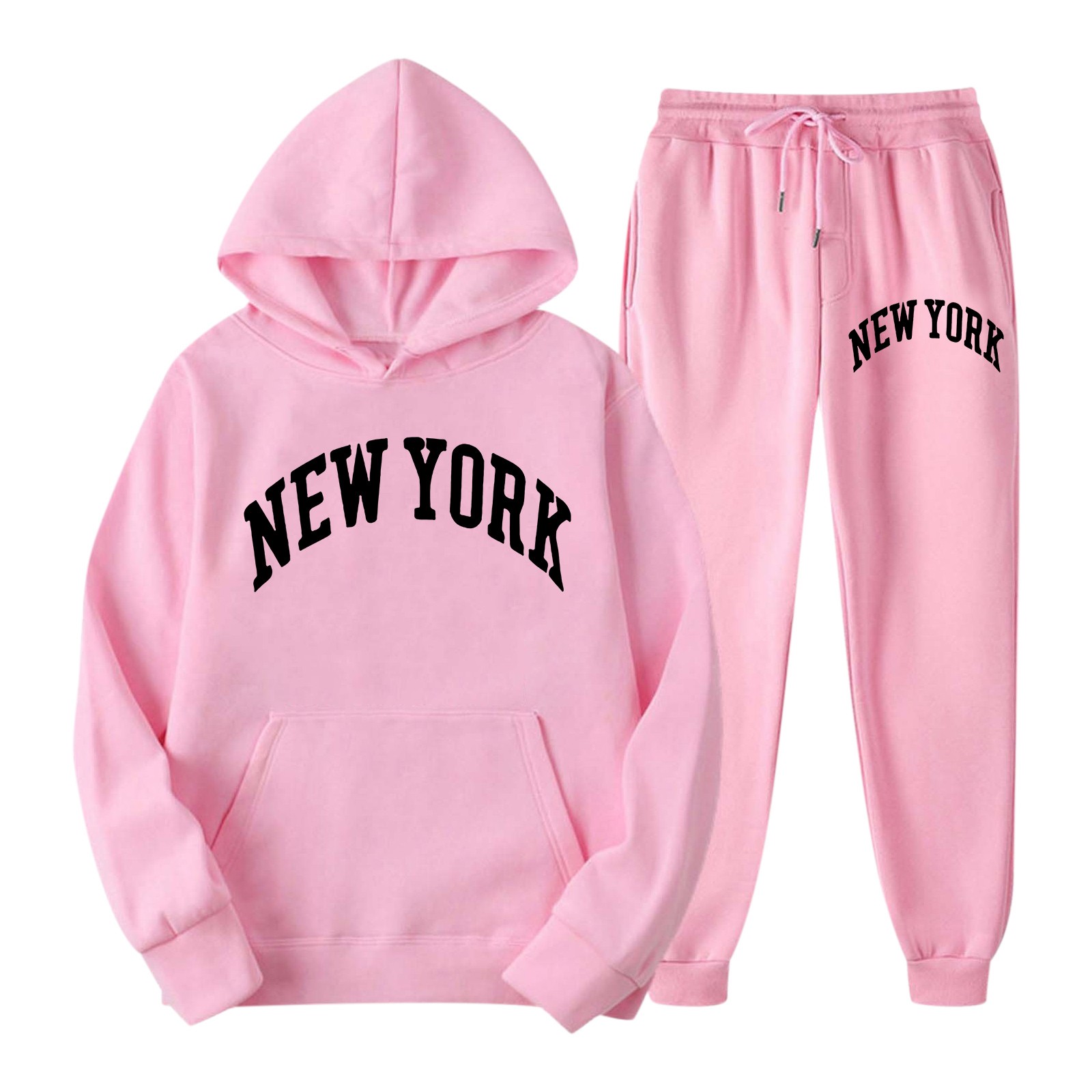 thumbnail image 4 of Conjunto de sudadera y pantalones cargo de 2 piezas para mujer - Mezcla de poliéster y algodón, sudadera con capucha oversize, ropa de estar por casa para otoño/invierno, 4 of 4